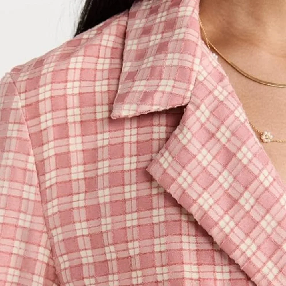 Free People Olivia Pink Gingham Blazer NWT